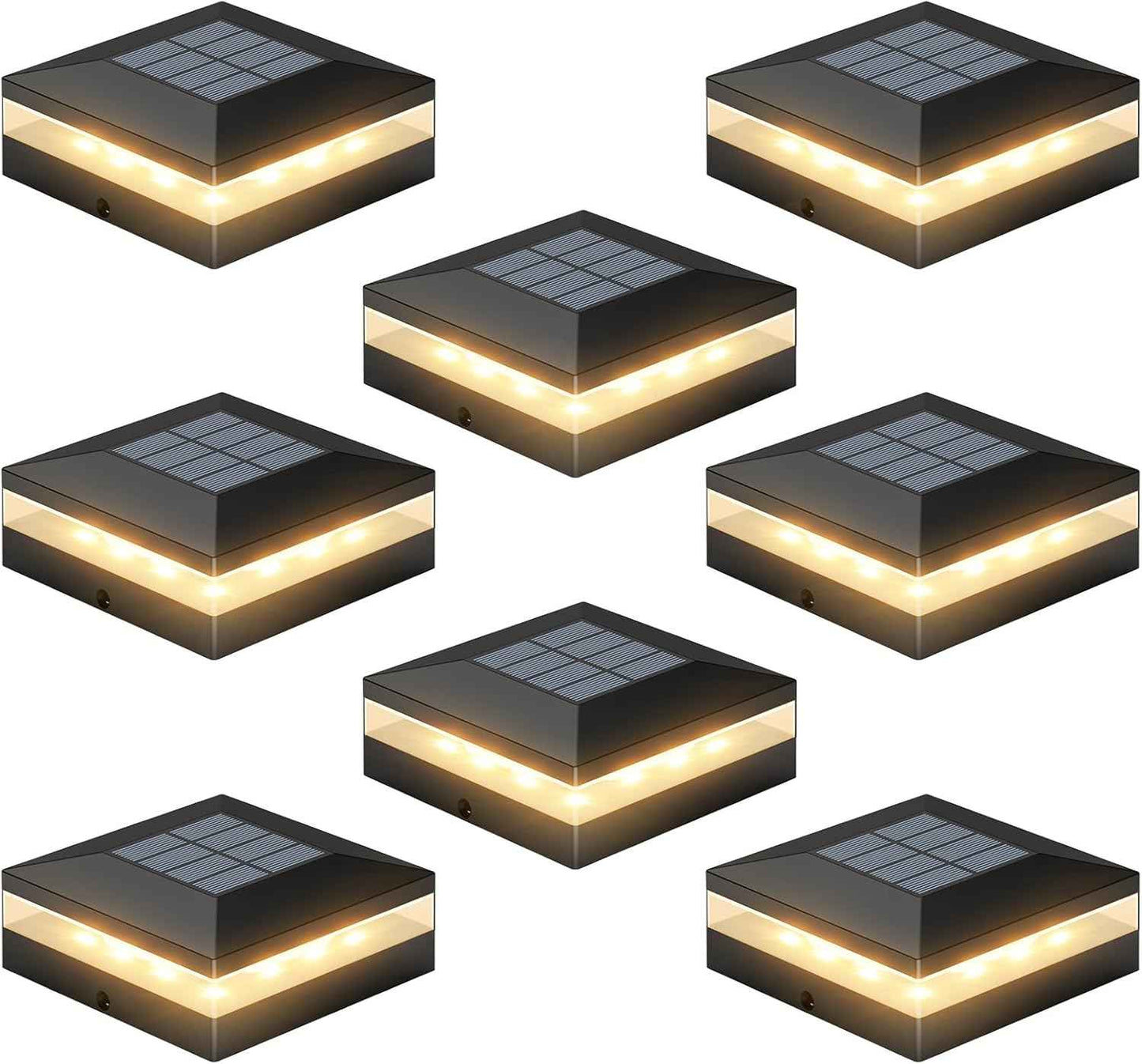 Solar Post Cap Lights - 12 Pack with 72 LEDs, 3 Color Modes, Waterproof for 4x4 Fence & Deck