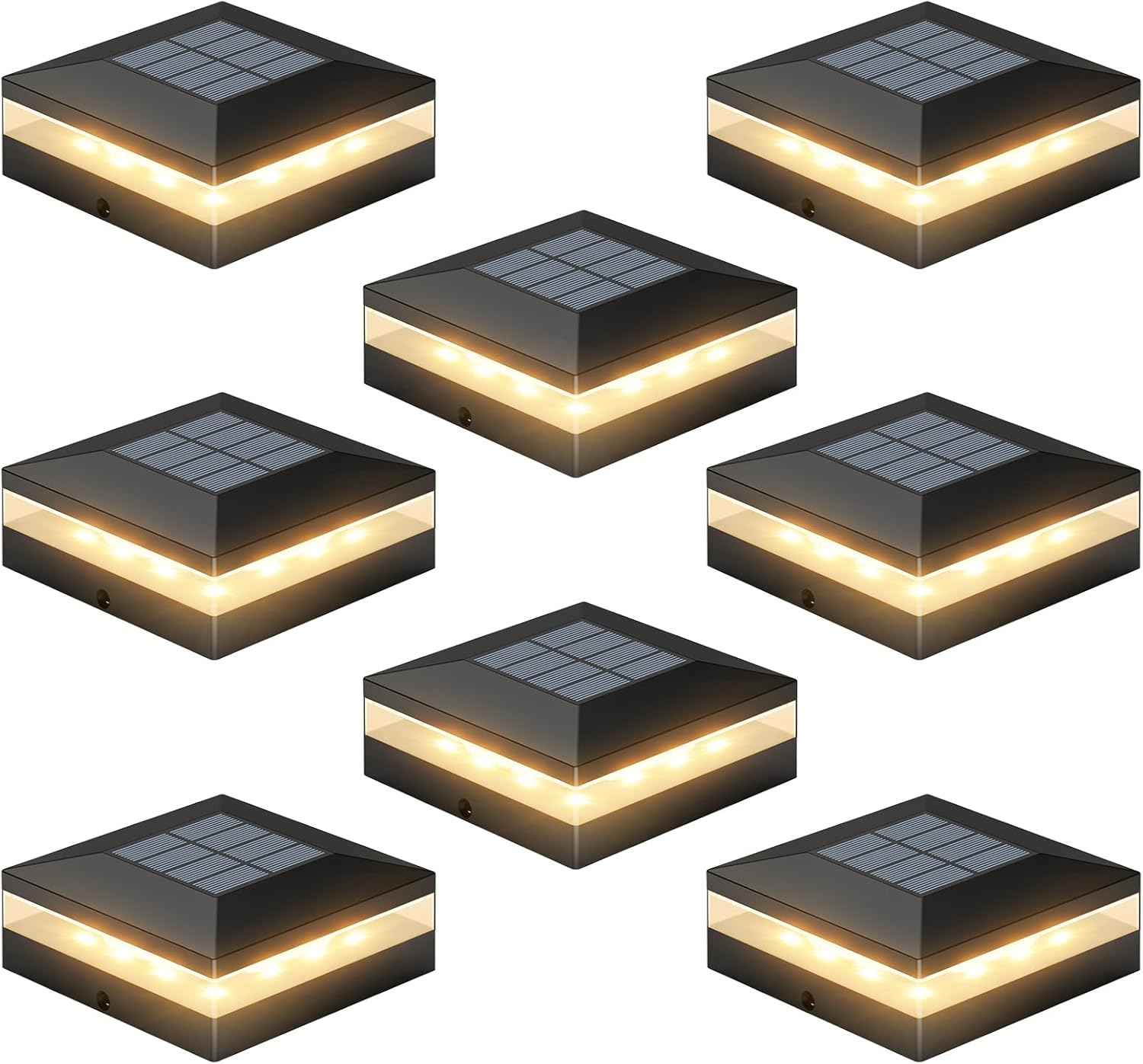 Solar Post Cap Lights - 12 Pack with 72 LEDs, 3 Color Modes, Waterproof for 4x4 Fence & Deck