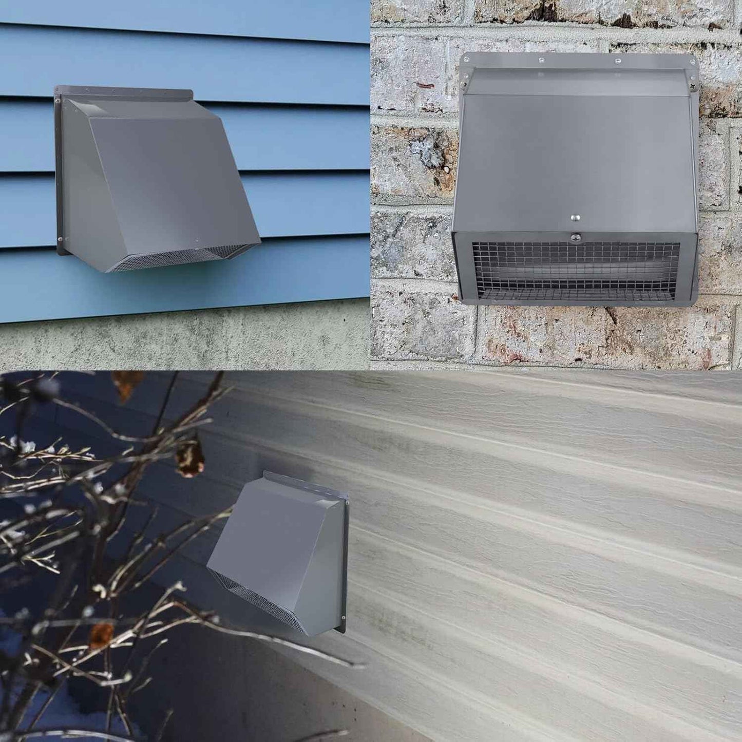 5-Inch Exterior Dryer Vent Cover with Screen & Damper - Galvanized Steel, Black