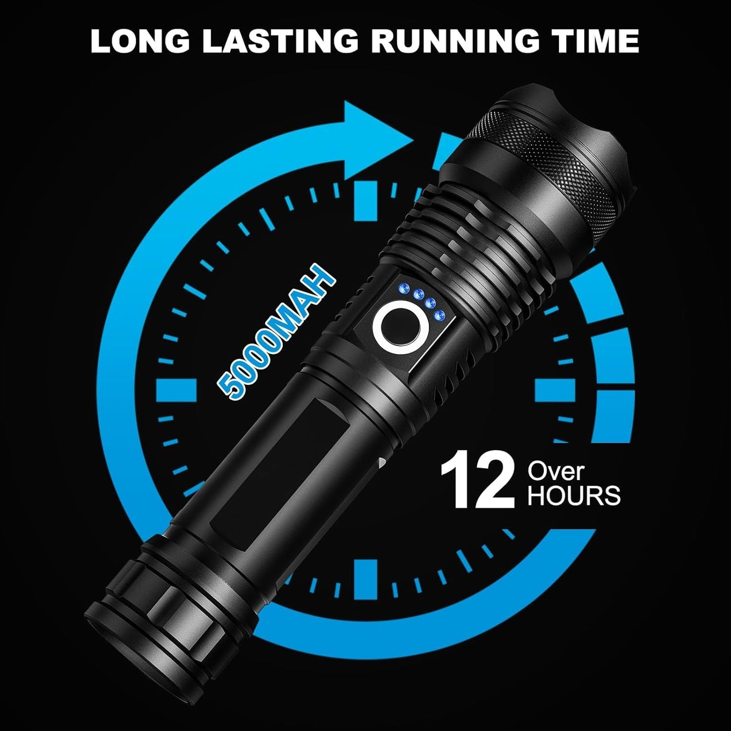 High Lumens 90,000LM Rechargeable LED Flashlights - 3 Pack, 5 Modes, Waterproof for Home & Camping