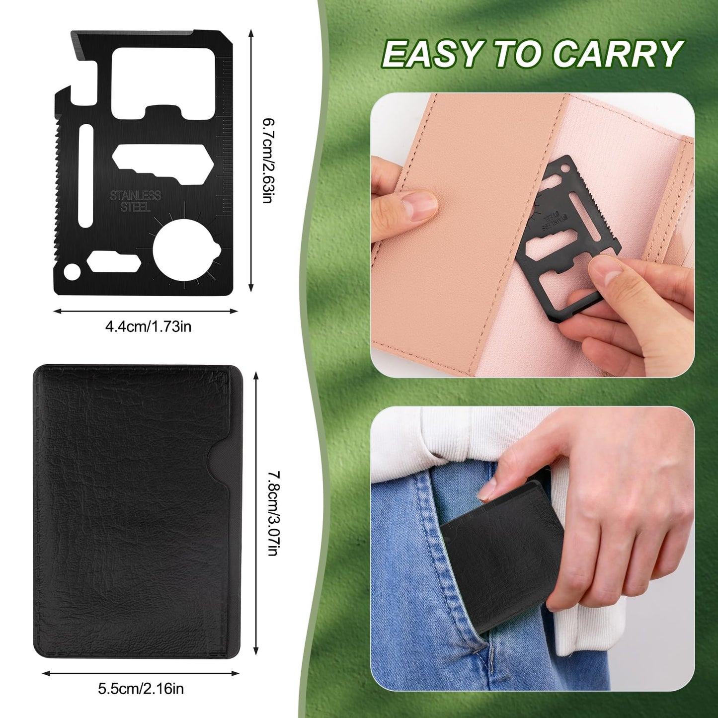 Survival Credit Card Multitool, 11 in 1 Beer Opener Survival Card Tool,Wallet Multitools Card Perfect for Fathers Men Gadgets Stocking Stuffers for Men (12 PCS) (Black)