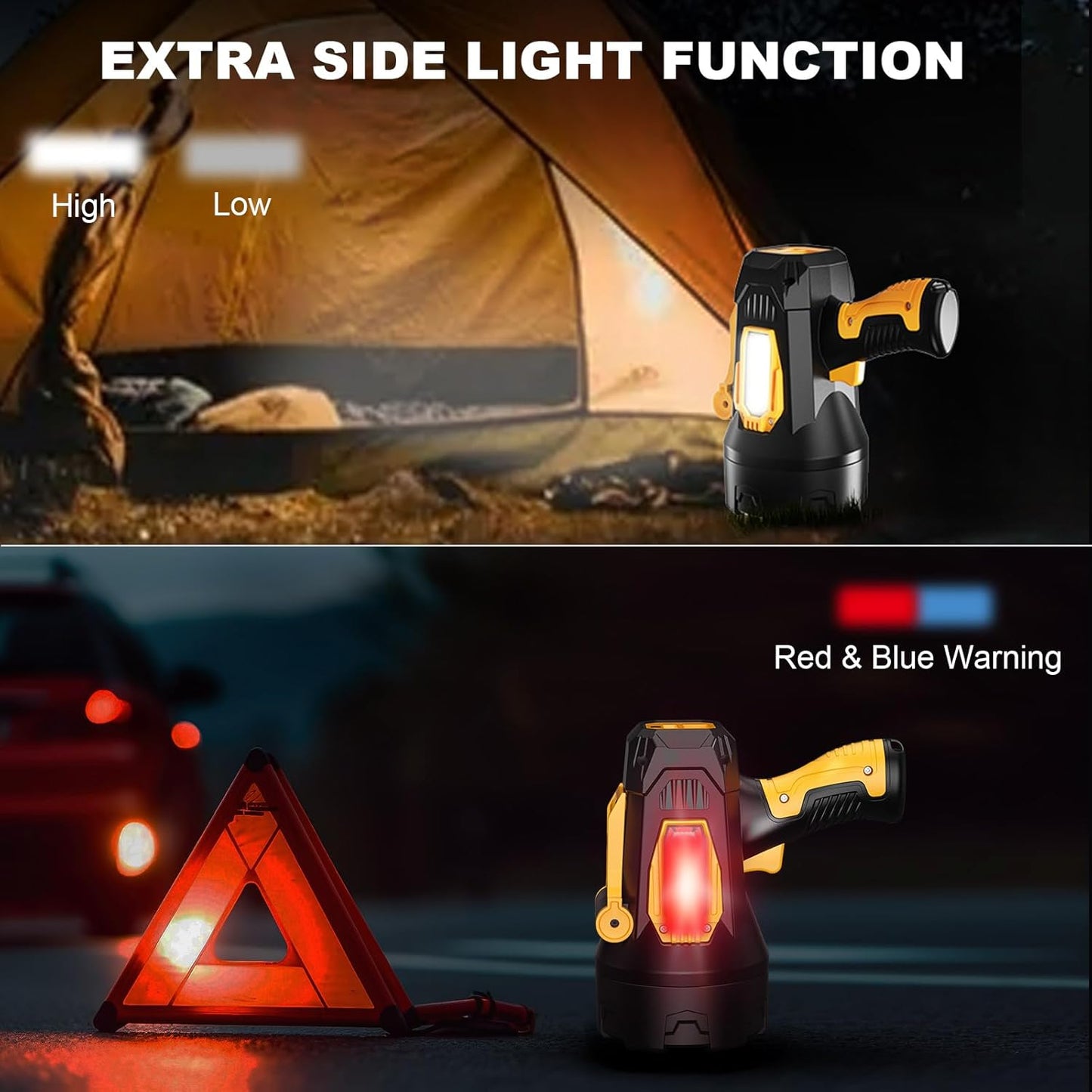 90,000 Lumens Rechargeable LED Spotlight with Tripod - Super Bright Outdoor Flashlight for Camping & Boating