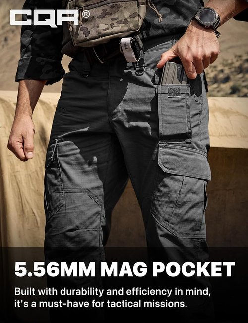 CQR Men's Tactical Pants - Lightweight Water-Resistant Ripstop Cargo for Hiking & Work