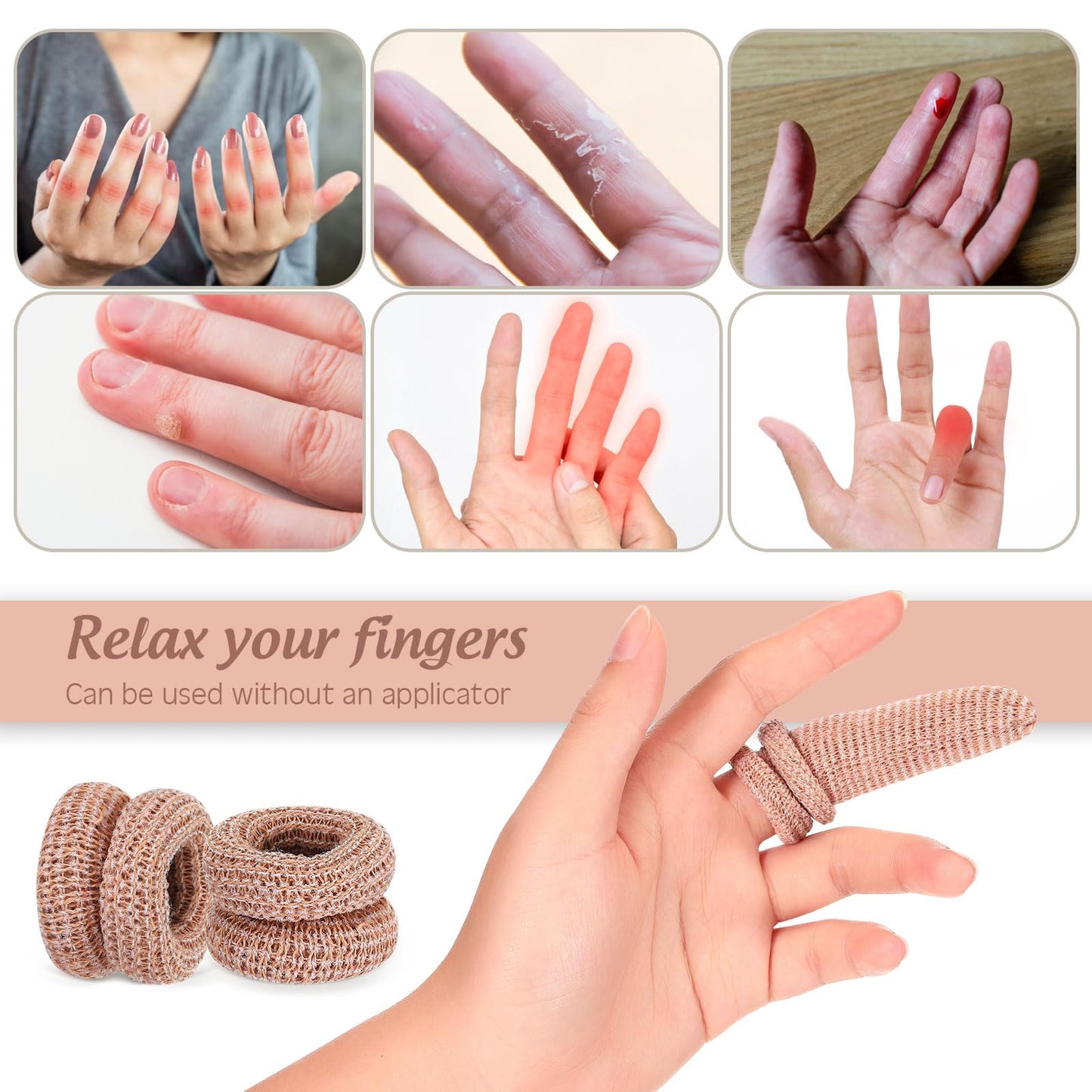 Nuanchu 40 Pcs Finger Bandage Finger Cots Protectors Tubular Breathable Bandage for Wound Care Cotton Fingertips Covers Disposable Cots for Thumb Sprains Gardening Fitness (Nude Color,12.6 Inch)
