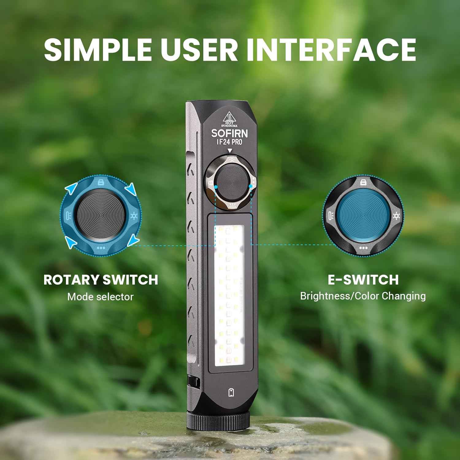 1800LM Rechargeable LED Flashlight - Sofirn IF24 Pro, Waterproof & Magnetic for Camping & Emergencies