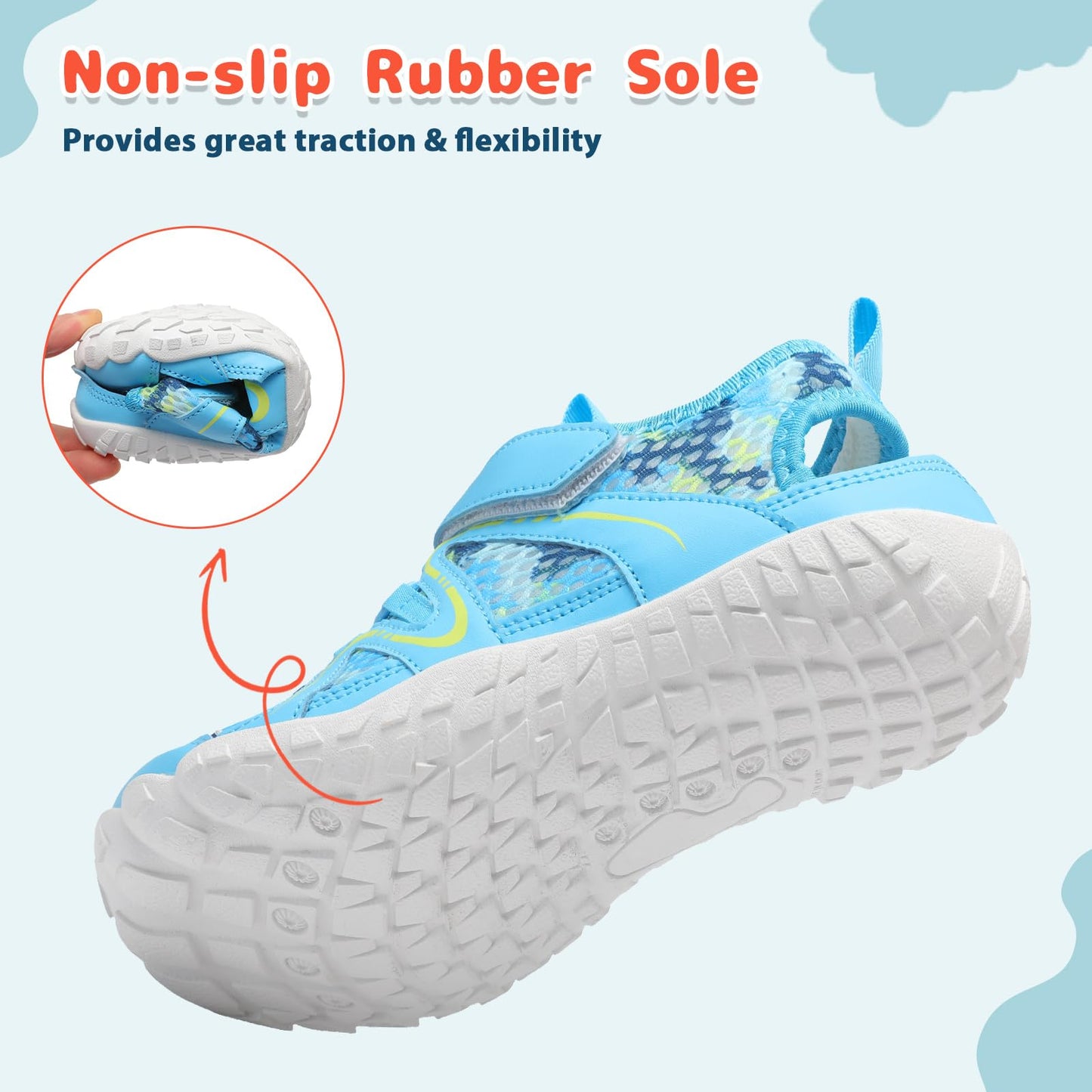 LeIsfIt Boys Girls Sandals Kids Wide Sandals Breathable Toddler Barefoot Summer Shoes Non-slip Water Shoes for Beach Swim Hiking, Blue, 12 Little Kid