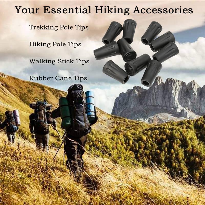 6pcs Rubber Tips for Walking Sticks - Shock Absorption, 11mm
