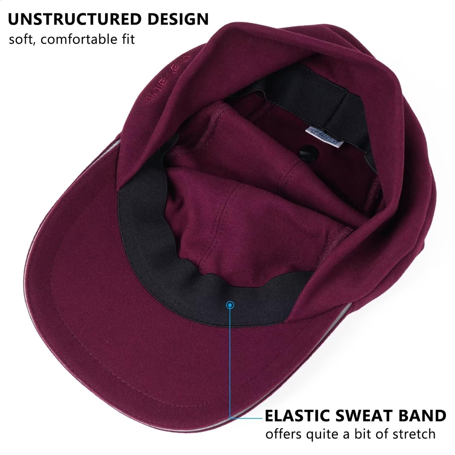 GADIEMKENSD Winter Fleece Hats Reflective Ponytail Hat for Women Baseball Caps with Earflap Drop Down Ear Warmer Mens Skull Cap Beanie with Visor Cold Hat for Outdoor Hiking Running Snow Ski Wine Red