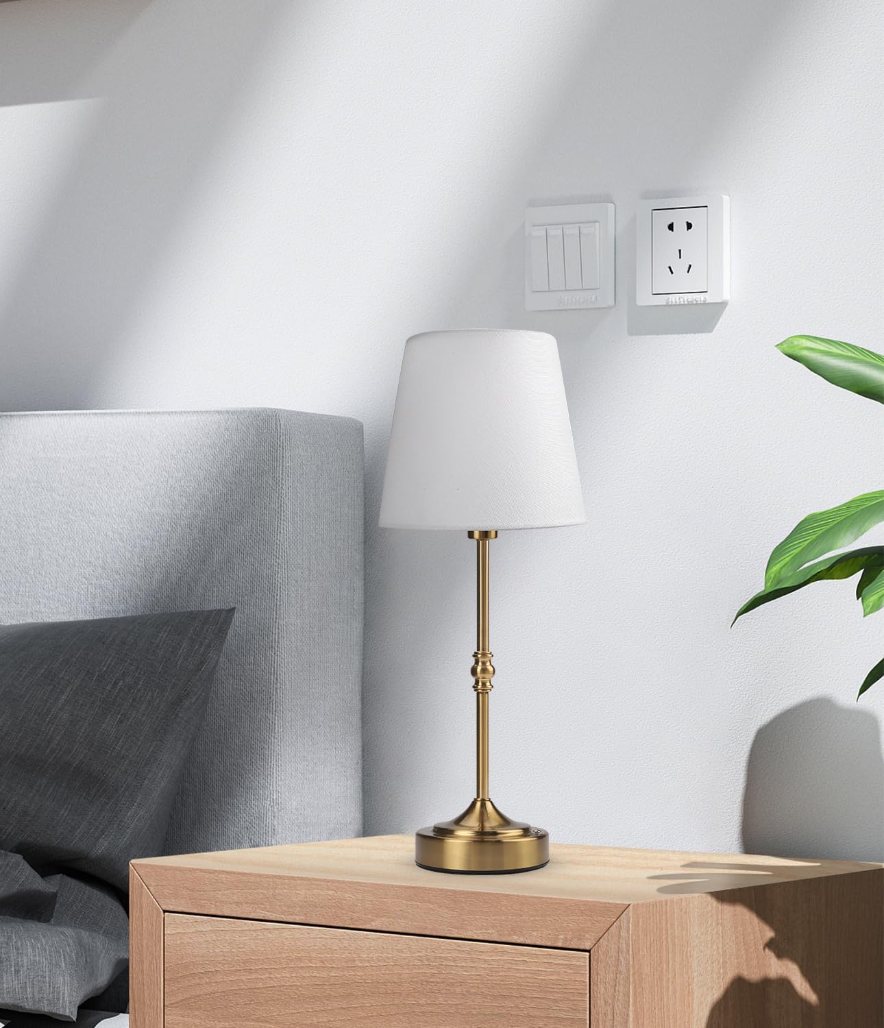 Rechargeable Cordless Touch Table Lamp - 5000mAh Battery, 3-Level Dimmable, Portable Brass Night Light for Home & Patio