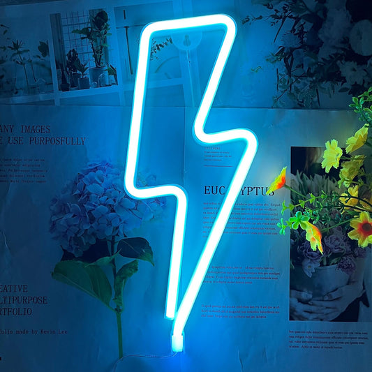 BerniceKelly Neon Signs Lightning Bolt Neon Light Sign for Wall Decor, Battery or USB Powered Led Lightning Light Neon Sign for Bedroom Kids Room Birthday Party Wedding Home Decorations