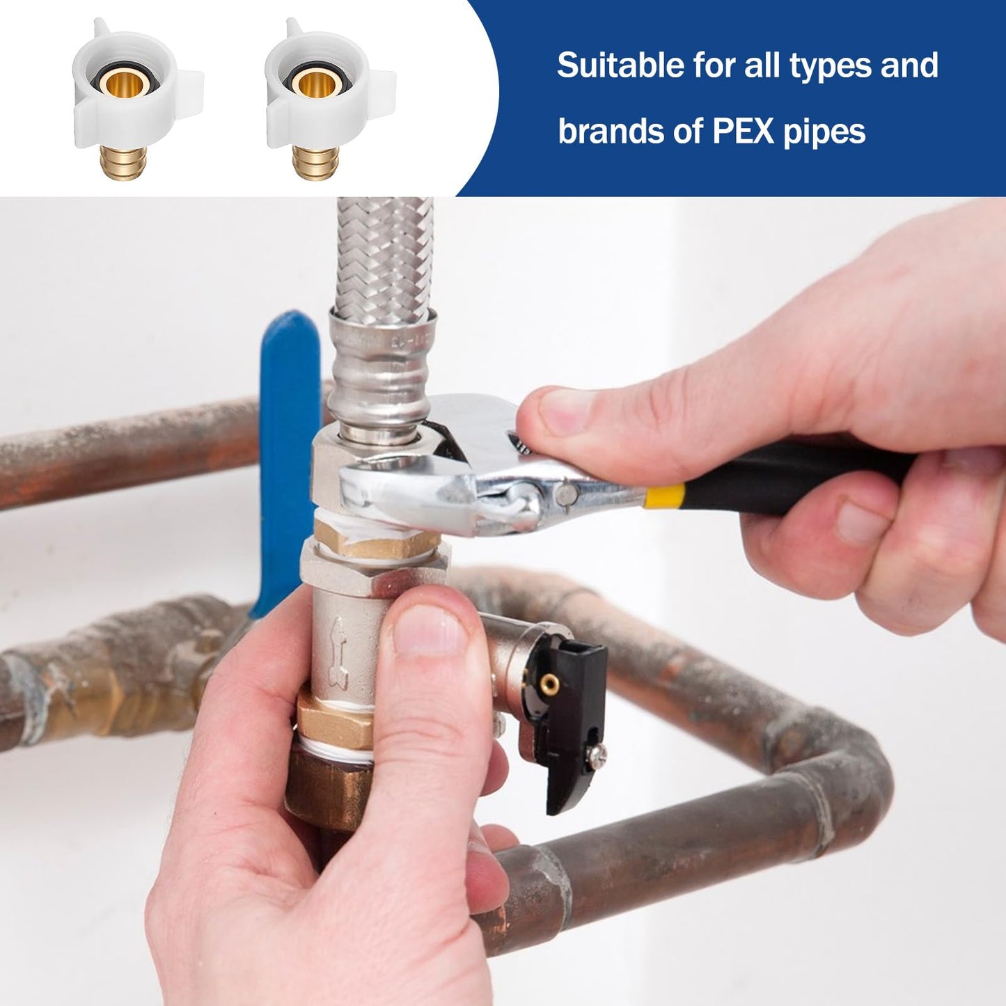 4 Pack Pex Fittings 1/2" X 1/2" Pex Female Npt Threaded Swivel Adapter, 1/2 Npt Female Threaded Swivel Adapter Brass Crimp Brass Fitting PexSink Faucet Connector BrassCrimp Fittings for PexTubes