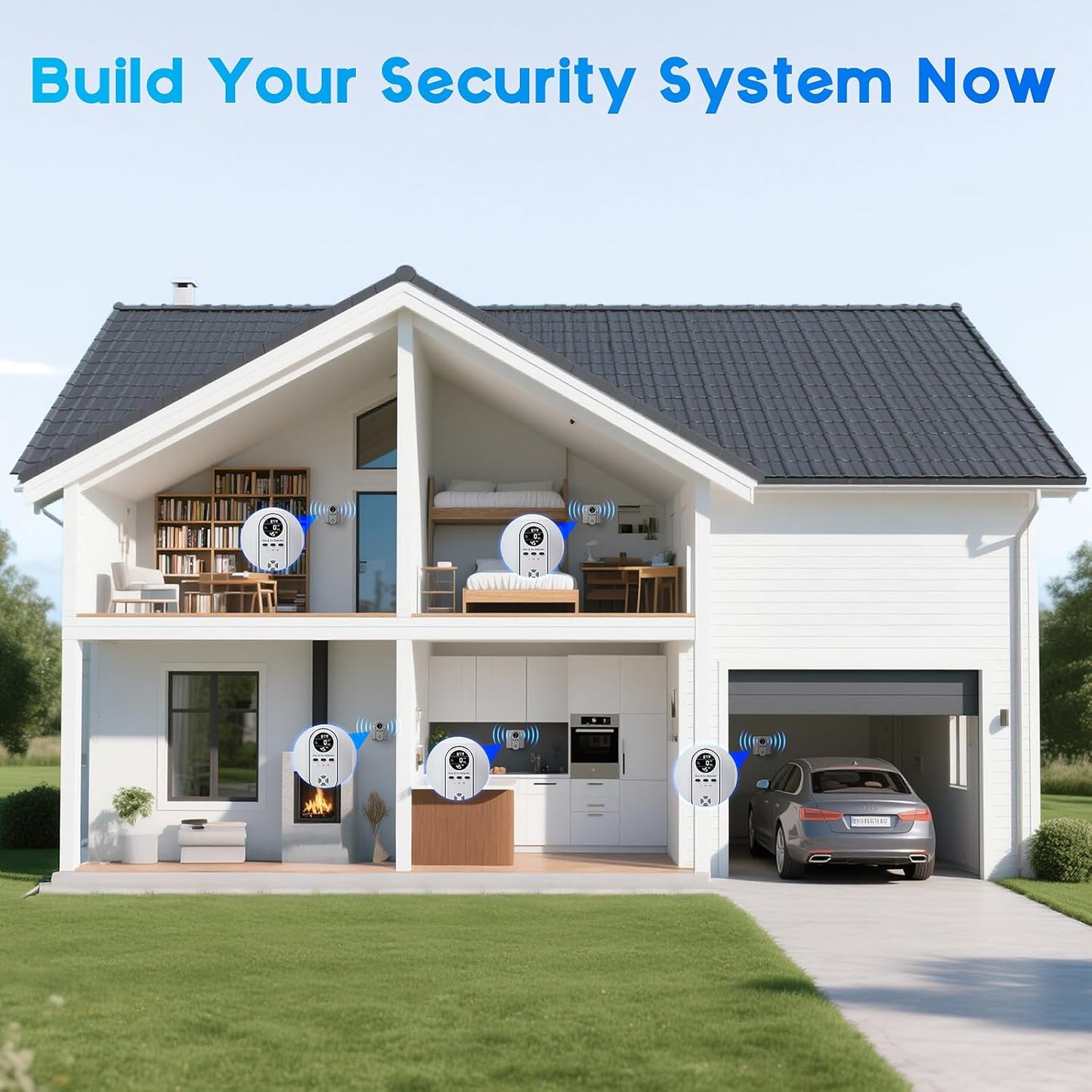 5-in-1 Carbon Monoxide & Natural Gas Detector with Temperature & Humidity Sensor - Battery Backup, LED Display, Sound & Light Alerts for Home & Hotel