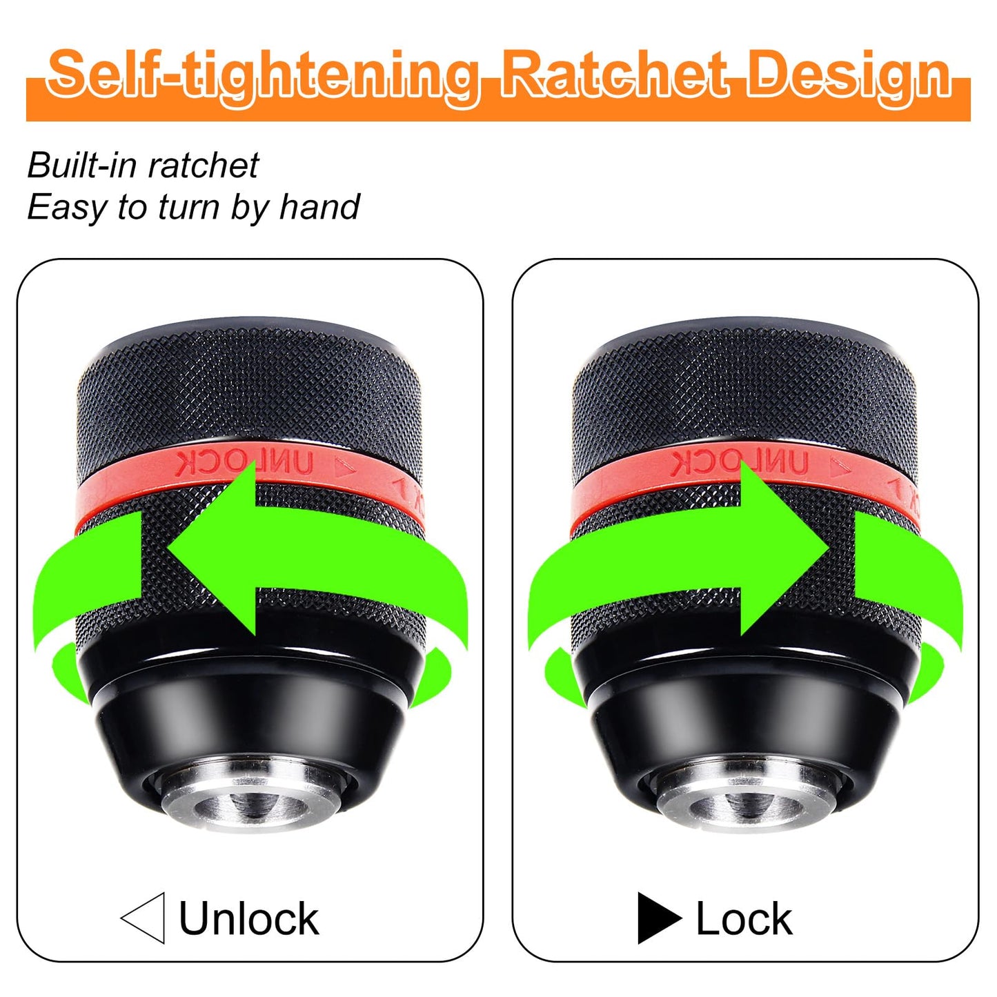 YUEARN Keyless Drill Chuck for Milwaukee M18, 1/2"-20UNF Mount, 1.5 to 13 mm Clamping Capacity, All-Metal Self-Tightening Chucks, Replacement Power Drill Chucks for Various Purposes