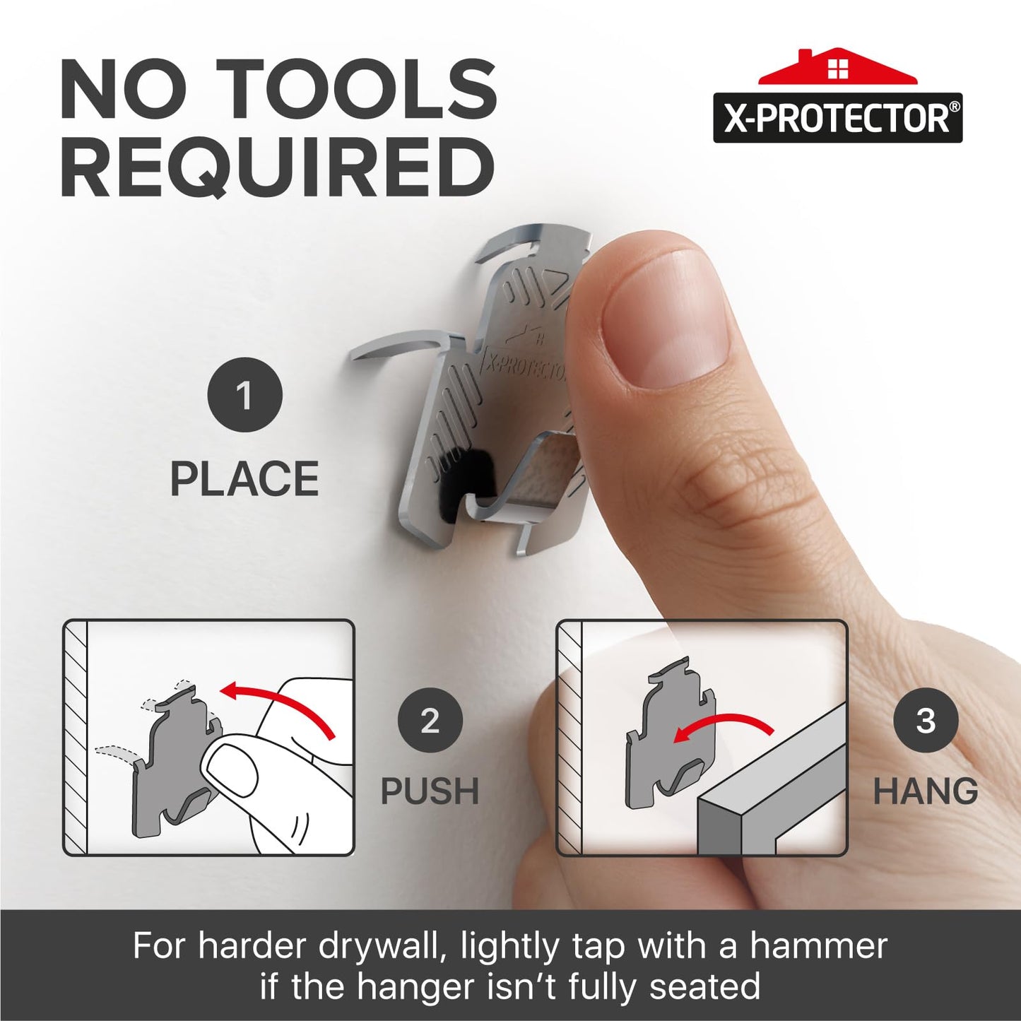 X-Protector 20 lb. Drywall Picture Hangers - 20 PCS of Heavy Picture Hanging Hardware - Compact Wall Hanging Kit - Metal Frame Hangers - Ideal Hooks for Heavy Objects Including Mirrors on The Wall!