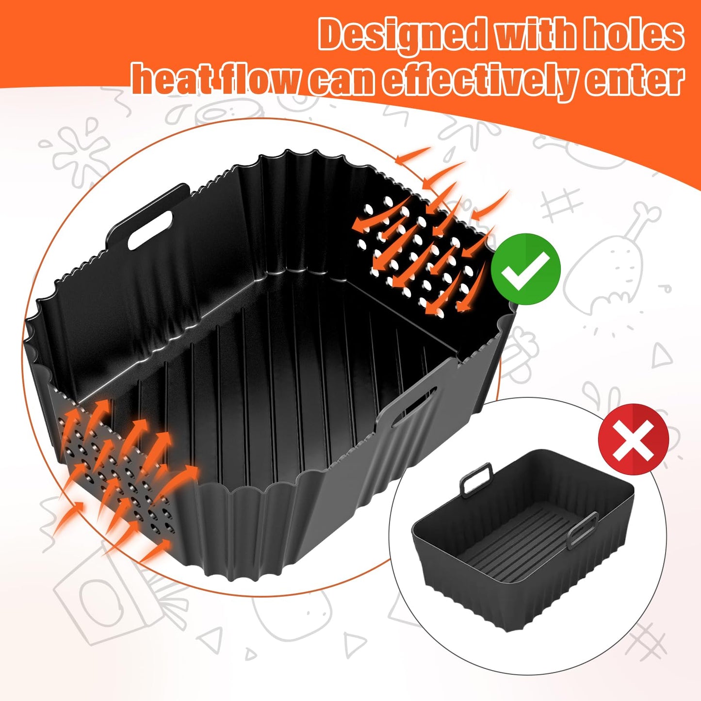 Ninja Double Stack Air Fryer Liners - Silicone Liners for 2 Basket, XL 9.5L Air Fryer