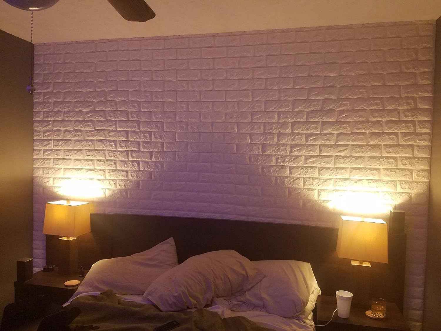 Faux Brick 3D Wall Panels - 10-Pack Peel and Stick Waterproof Foam Wallpaper in Red Brown for Bedroom, Bathroom, Kitchen