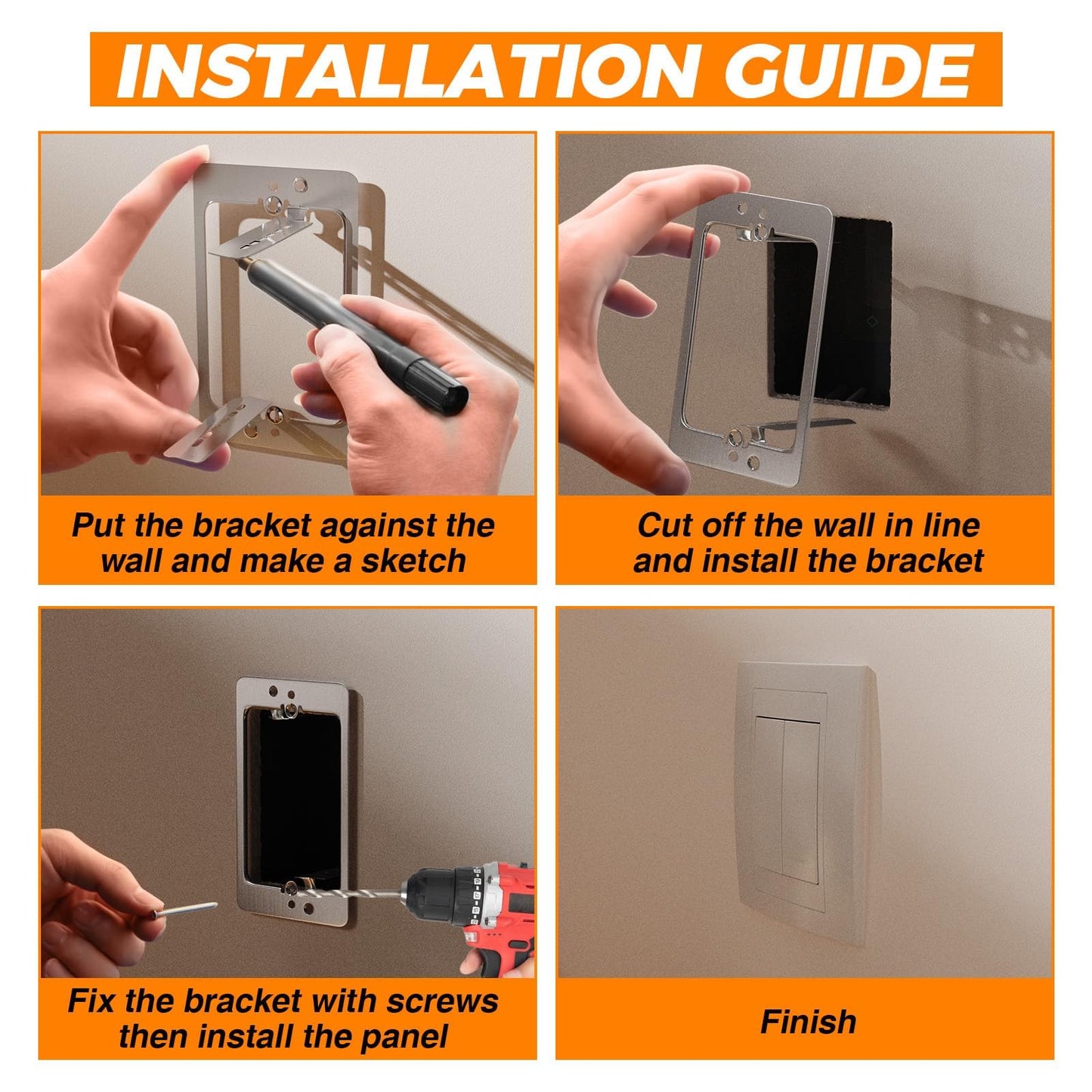 CHOWZZ 10 Pcs Low Voltage Mounting Bracket 1 Gang,Single Gang Drywall Brackets,Low Voltage Box Brackets for Drywall Outlet Cable Pass Through Wall Plates,Fixing Loose Outlets or Adding New Outlet