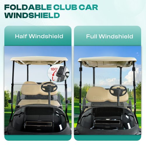 DRIVE UP Club Car Windshield, Golf Cart Windshield Compatible with Club Car 2004-Up Precedent, Onward, Tempo Gas and Electric Golf Carts, Clear Foldable Windshield Impact Resistant and UV Protection