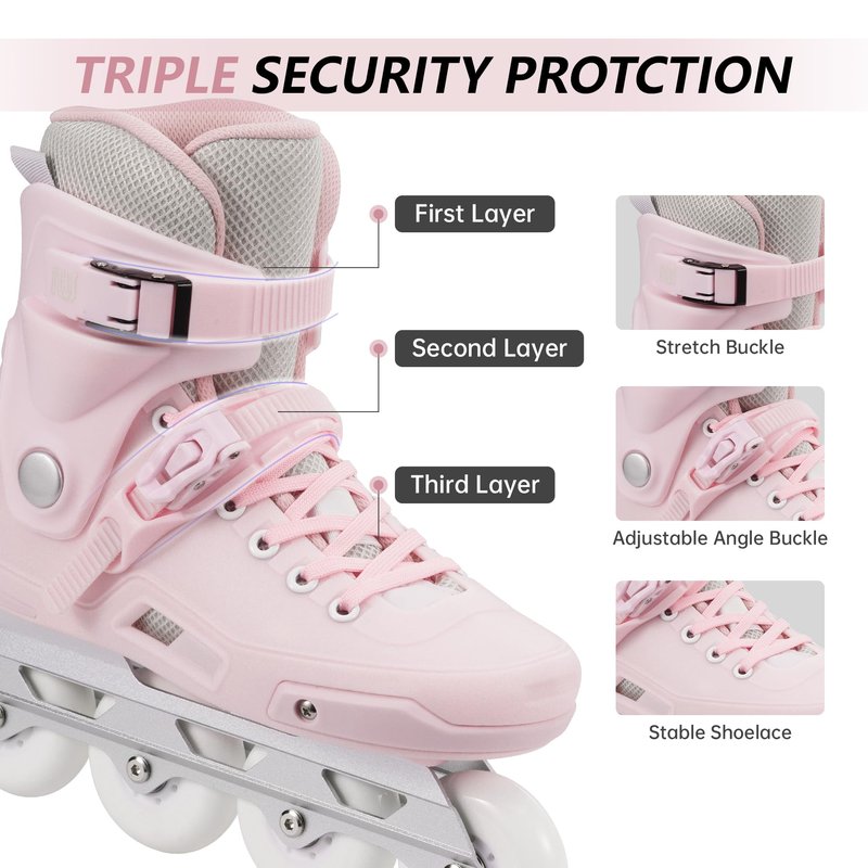 SWAY Professional Inline Skates for Adult, High Performance Roller Skates for Women Men, Racing Skates for Teens, Male, Female, Roller Blades Size 4-10, ABEC-11 Bearing (Pink, XL - (7.5-8.5M/8-9W))
