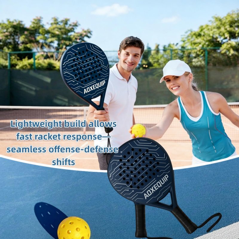 AOXEQUIP Padel Racket, Carbon Fiber Surface with EVA Memory Foam Core, Padel Racquet,Pala Padels(Navy Blue)