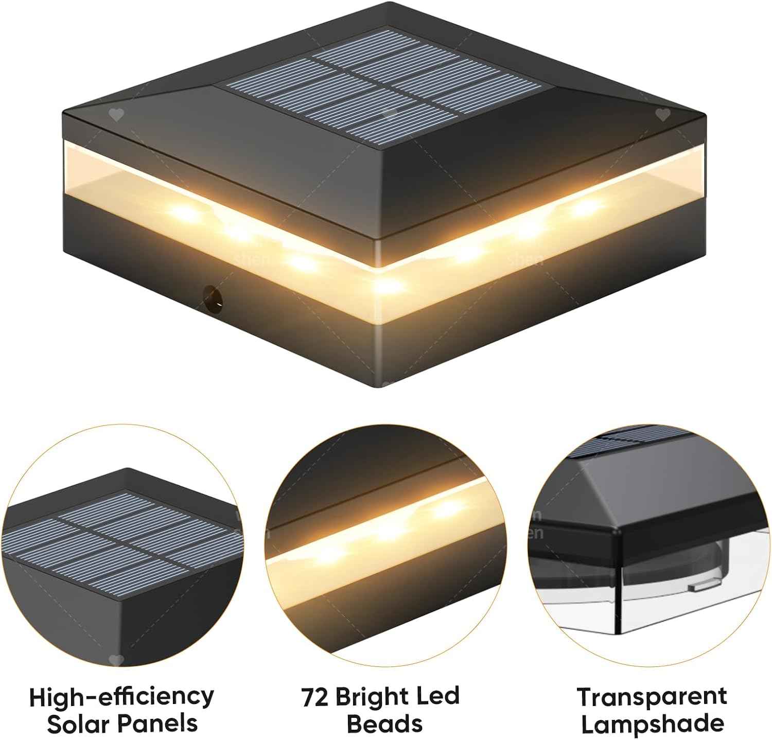 Solar Post Cap Lights - 12 Pack with 72 LEDs, 3 Color Modes, Waterproof for 4x4 Fence & Deck