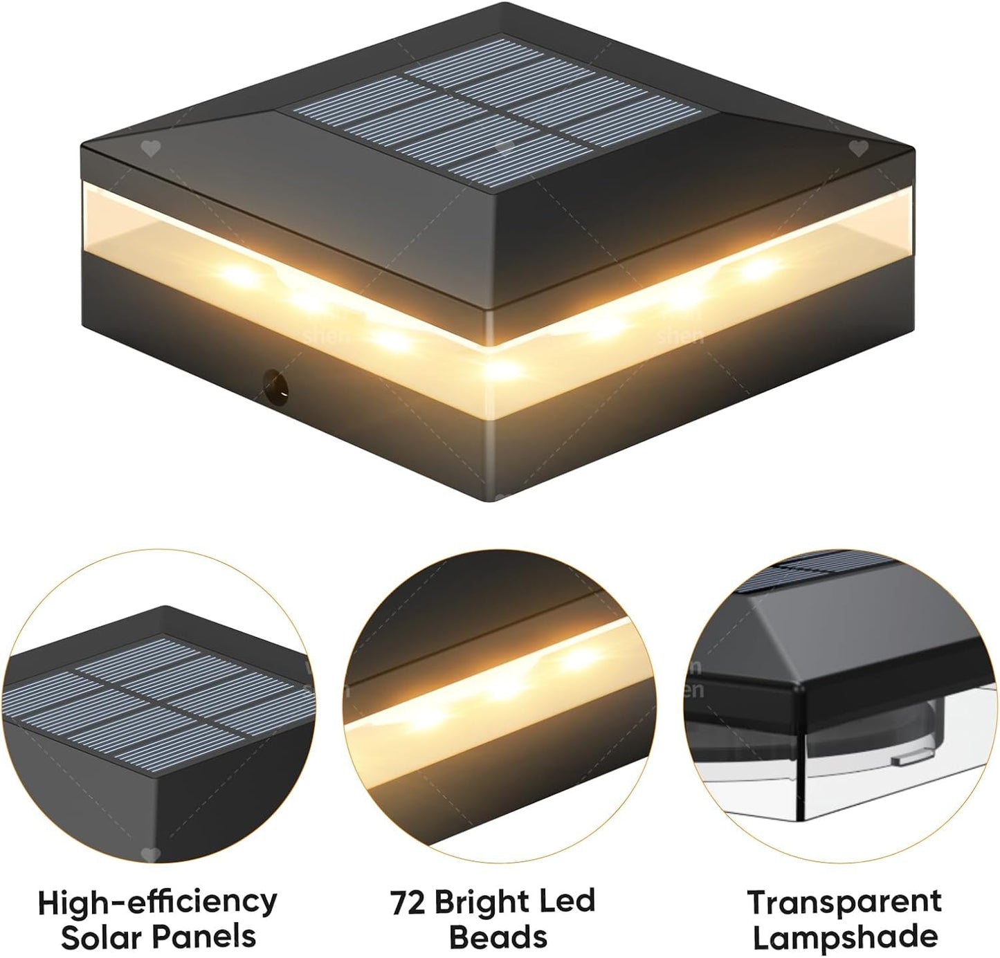 Solar Post Cap Lights - 12 Pack with 72 LEDs, 3 Color Modes, Waterproof for 4x4 Fence & Deck