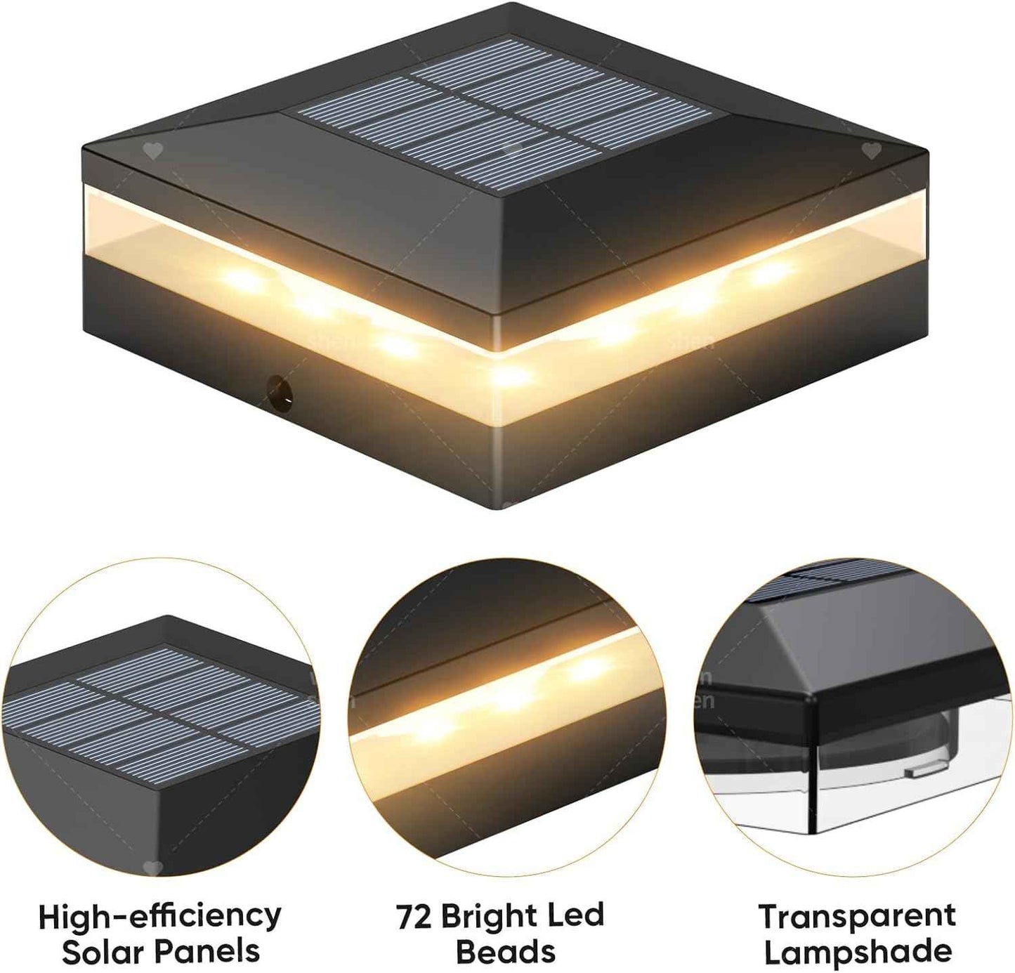 Solar Post Cap Lights - 12 Pack with 72 LEDs, 3 Color Modes, Waterproof for 4x4 Fence & Deck