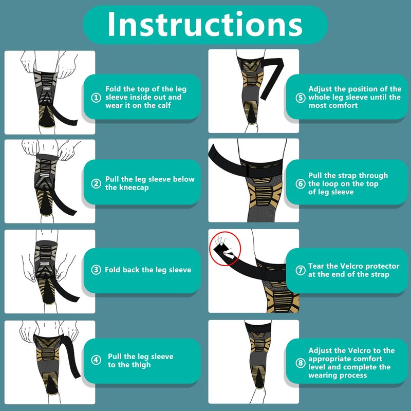 DRwelland Leg Sleeves (PAIR) Copper Infused for Arthritis,Meniscus Tear, ACL, MCL, Joint Pain Relief - Thigh & Calf Support