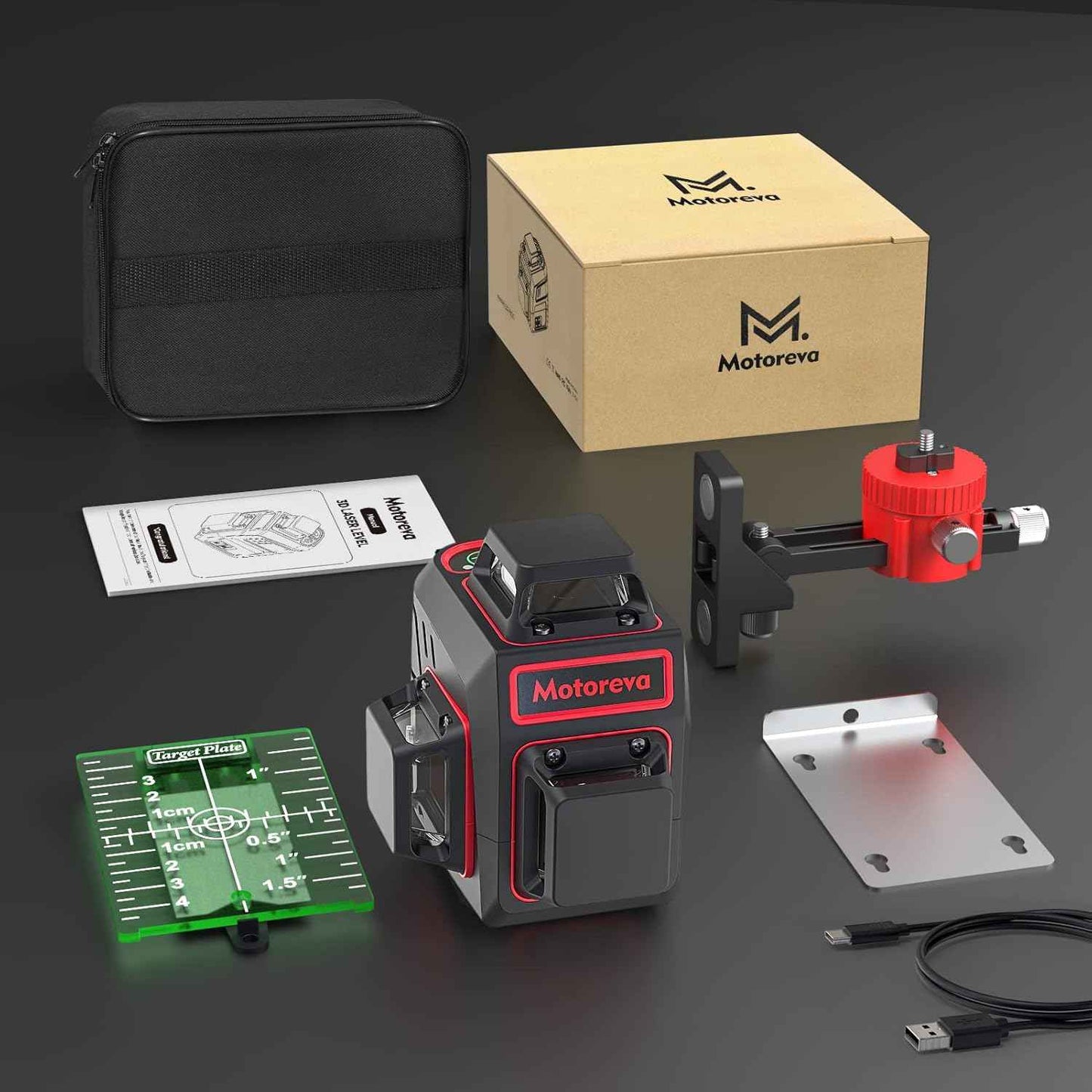 Green Laser Level with Tripod - 100ft Self-Leveling Cross Line, IP54 Waterproof, 4 Brightness Modes & Carrying Bag