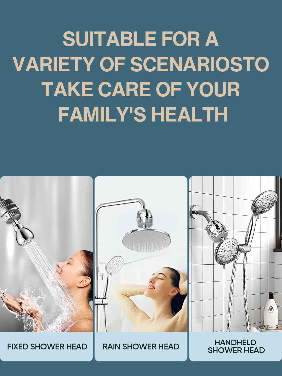 Cobbe High Output Shower Filter for Hard Water - Extra 2 Replaceable Cartridges - Removing Chlorine and Harmful Substance, and Dramatically Improves The Condition of Your Skin, Hair and Nails - Chrome