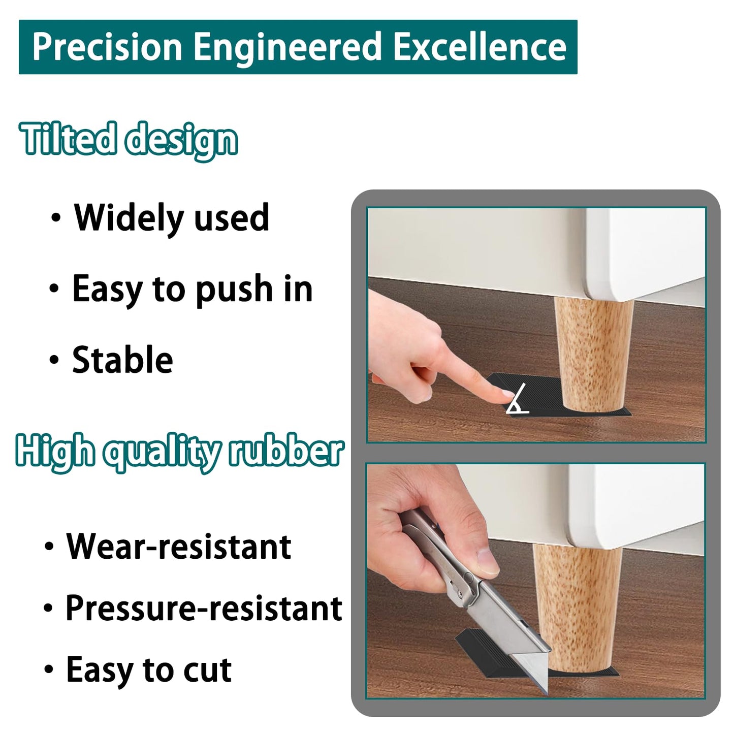 Furniture Levelers, Flexible Multi-Purpose Rubber Shims for Leveling - Prevent from Wobbling for Furniture Toilet (20Pcs, Black)