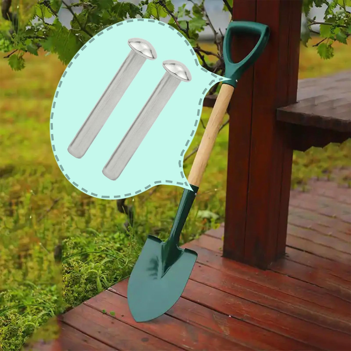 12 PCS Rivets for Spade Handle, 304 Stainless Steel Shovel Rivets Shovel Handle Replacement Rivets Half Round Head Rivet for Garden Shovel 50x6mm