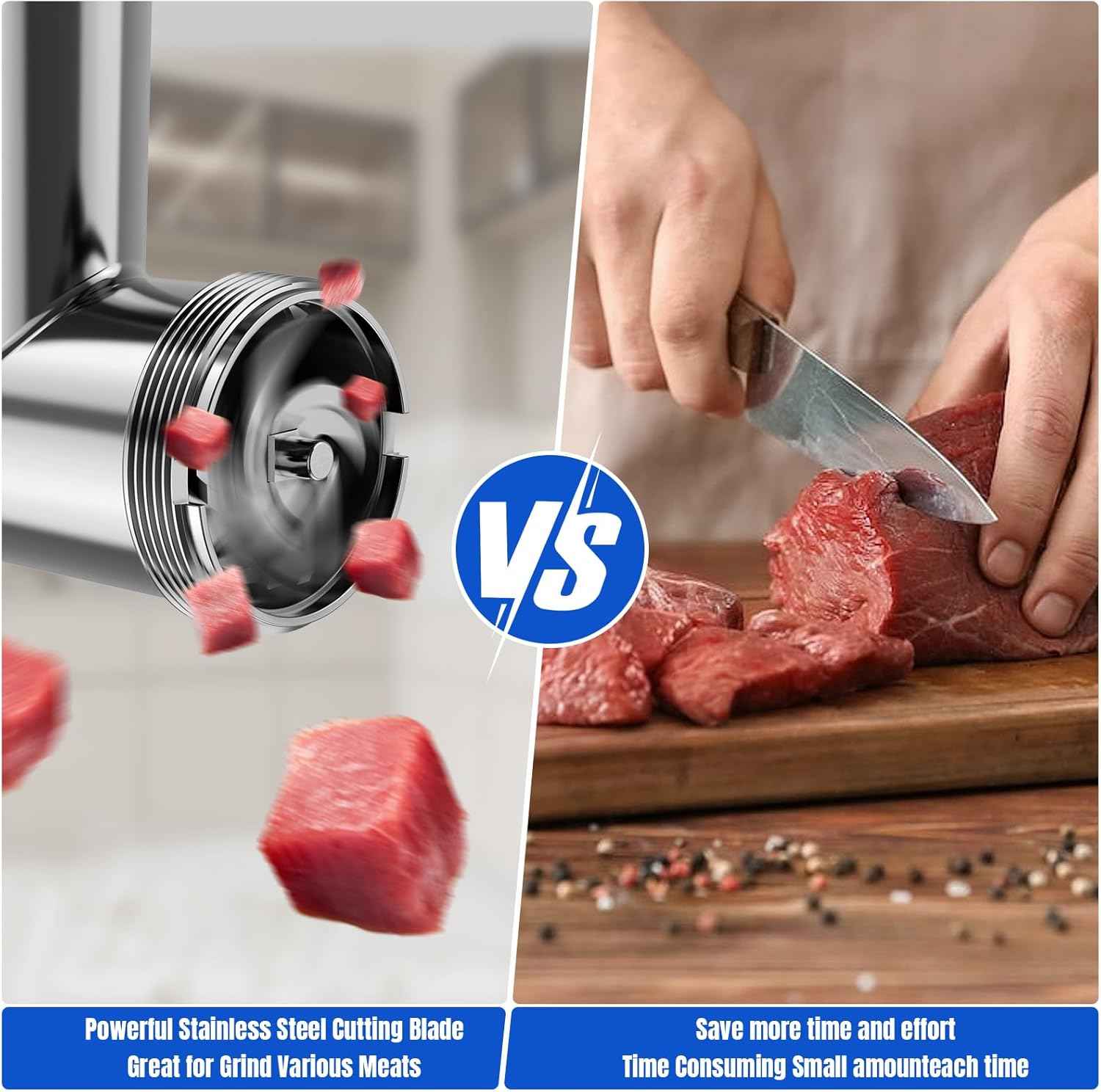 Stainless Steel Meat Grinder Attachment for Mixers - Sausage Stuffer, Dishwasher Safe
