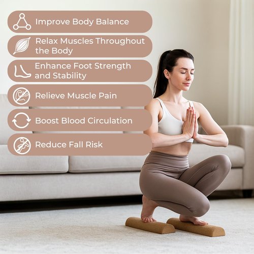 Premium Cork Balance Board - 15.7" Large Ankle Balance Board with Peanut Massage Ball, Balance Trainer, Foot Strengthener for Full Body Massage | Balance Stability | Improve Mobility | Prevent Falls