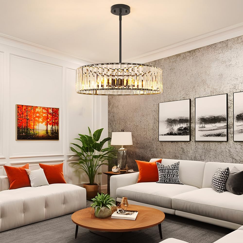 Modern Gold Crystal Ceiling Light Fixture - 11-Inch Semi Flush Mount Chandelier for Kitchen & Entryway