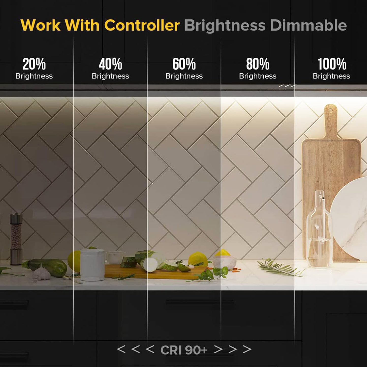 XINGZHI 5V USB LED Strip Lights, 2Pack COB Light Strip White, TV Lights 3.28FT Short LED Strip Light, Flexible Bright 5V Led Strip for Under Cabinet, Kitchen, TV Backlight, Shelves, Displays