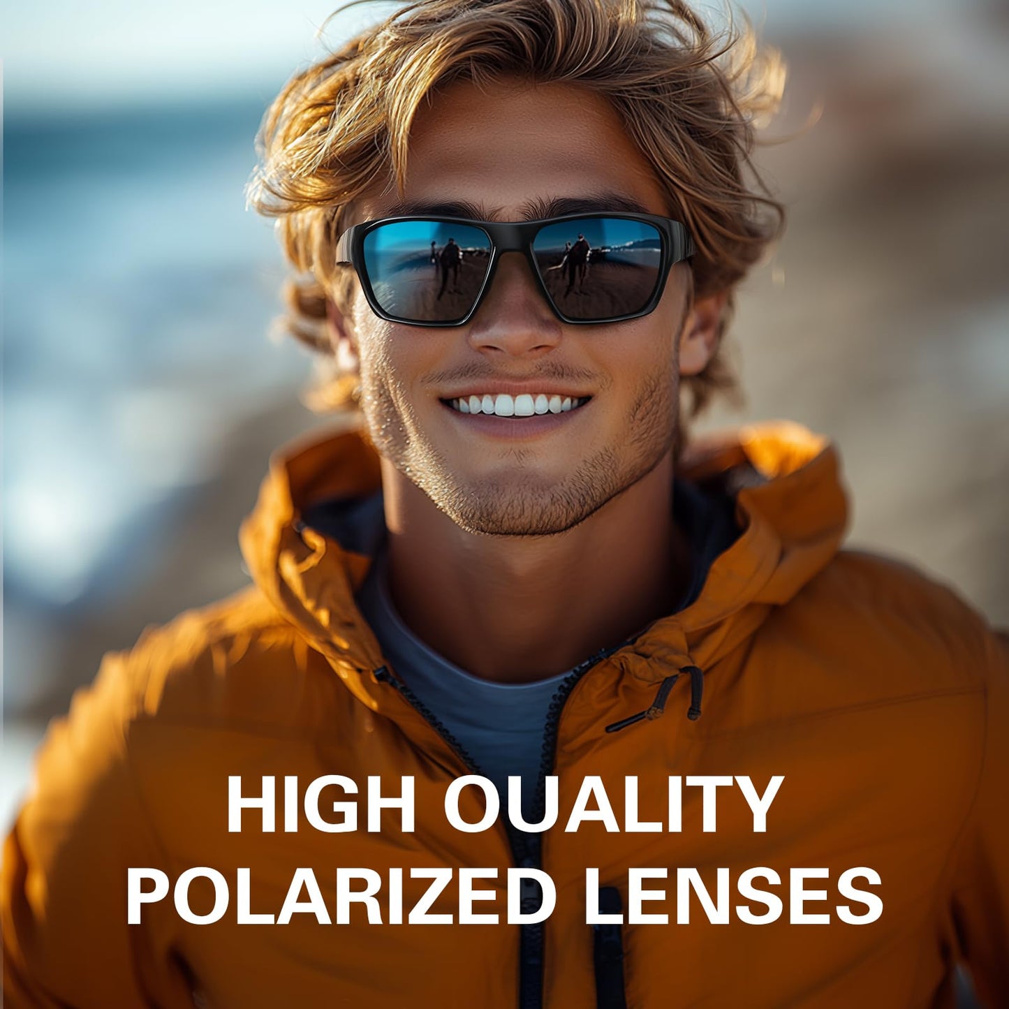 suoso Sports Polarized Sunglasses for Men: TR90 UV400 Protection Sun Glasses Womens Wrap Around Goggles for Drving Fishing Dark Blue