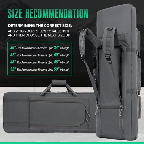 DULCE DOM Double Rifle Case - Soft Gun Bag for Rifles & Pistols | Tactical Storage Backpack (32-52 Inch)