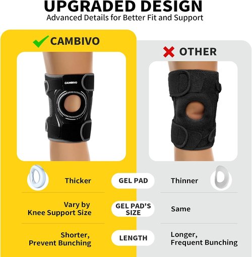 CAMBIVO Knee Brace - Adjustable Support for Pain Relief | Comfortable Fit for All Sizes