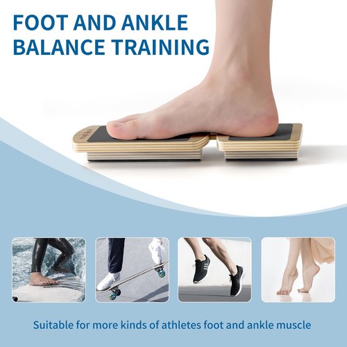Ankle Balance Board & Foot Strengthener - Wooden Single Leg Stability Trainer for Ankle Rehab, Mobility & Plantar Recovery - Adjustable Rocker with Bag & Guide