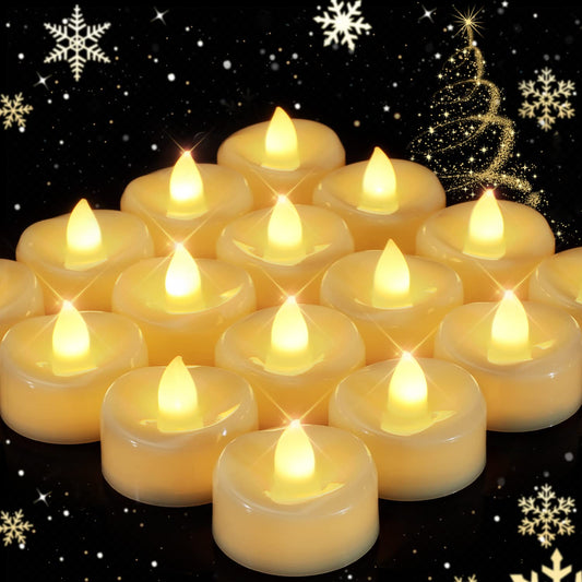 merrynights Flameless Candles, 24 Pack LED Tea Lights Candles Battery Operated, Last 200+ Hrs Flickering Tea Lights, Flameless Tealight Candles for Halloween Diwali Fall Christmas Wedding