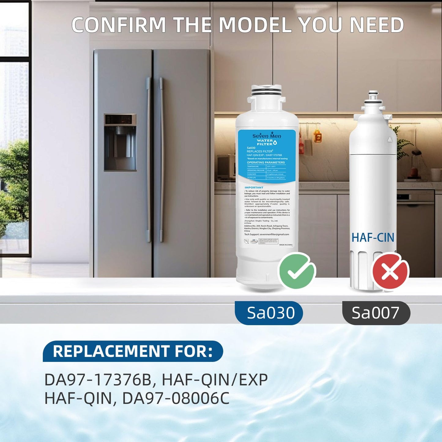 DA97-17376B Water Filter for Sam&sung Haf-qin/exp, Rf28t5001sr, Da97-08006c, Rs27t5200sr, Rf28r7351sg, Rf24r7201sr, Rf27t5201sr, 1Pack.