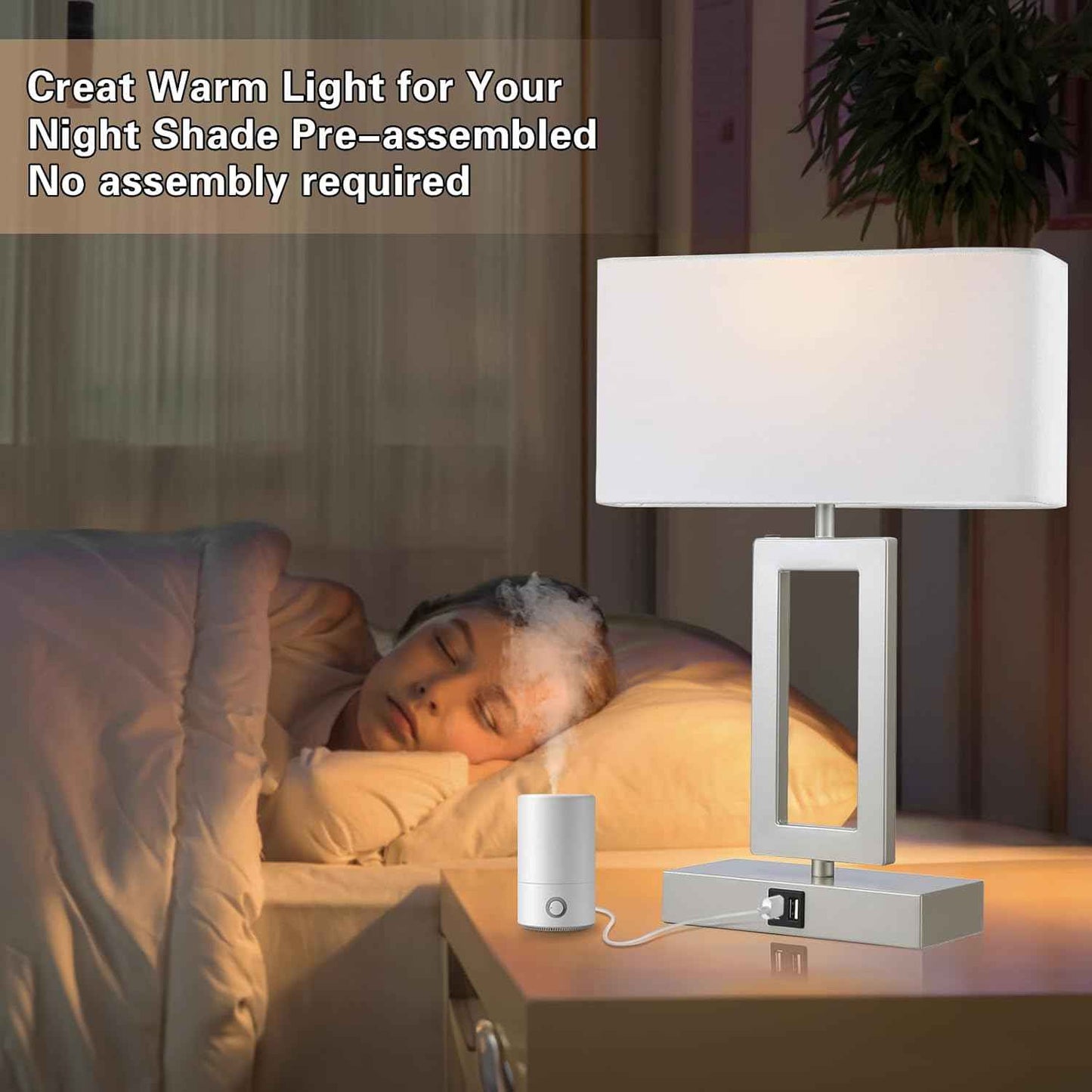 Gold Table Lamps Set of 2 - 3-Way Dimmable Touch Control with USB Ports, 22” Modern Design for Bedroom & Living Room