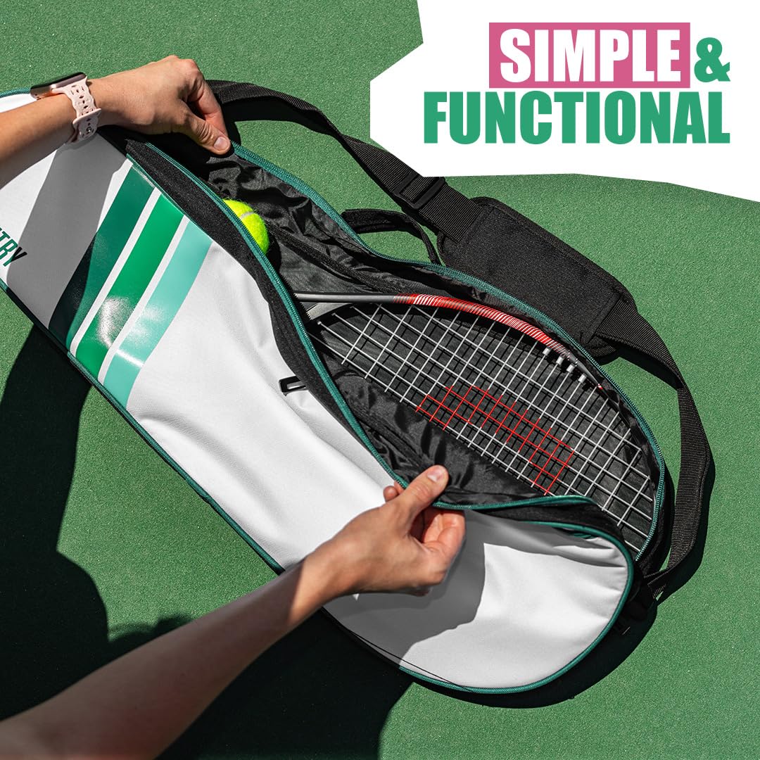 Tennis Bag for Men & Women - Lightweight Durable Racquet Bag with Adjustable Shoulder Strap & Side Pockets - Fits Multiple Racquets - Black Tennis Racket Cover (27" x 10")