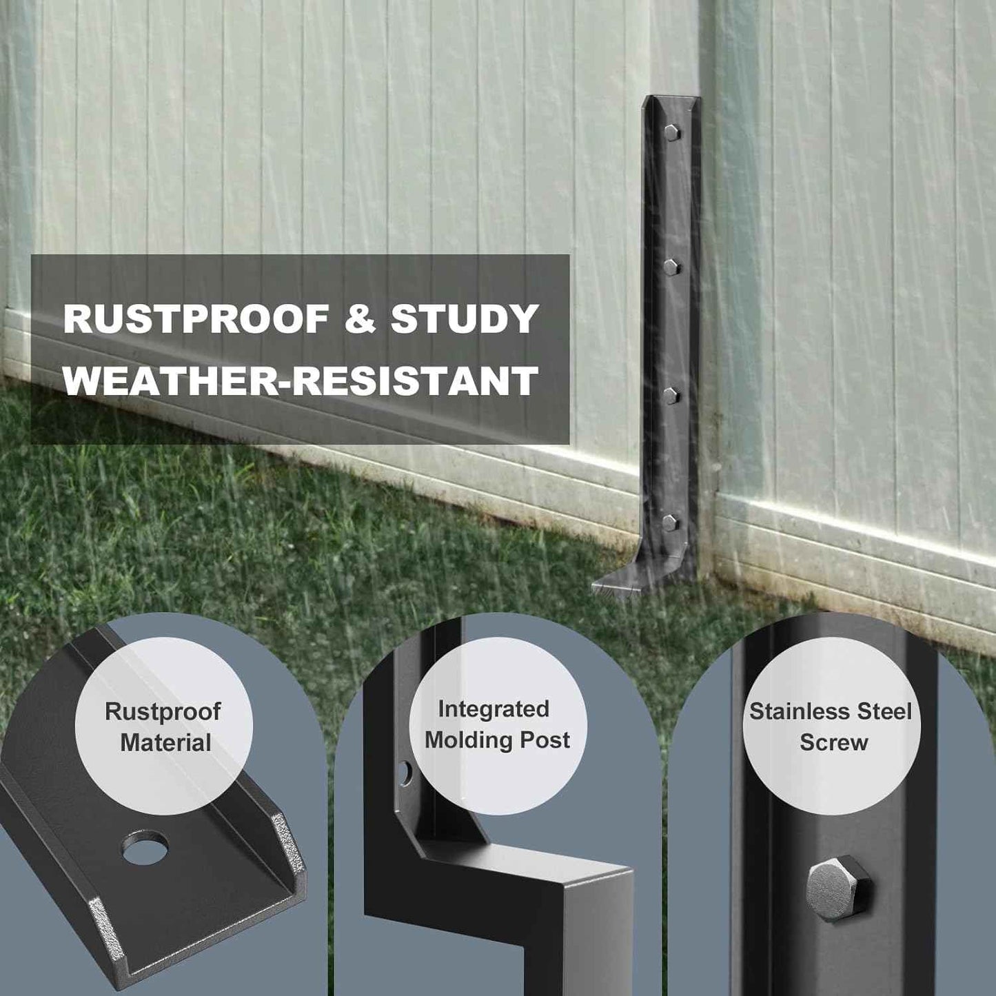 Heavy Duty 4-Pack Fence Post Repair Kit - 33.6" Ground Stakes for Tilted/Broken Wood Posts