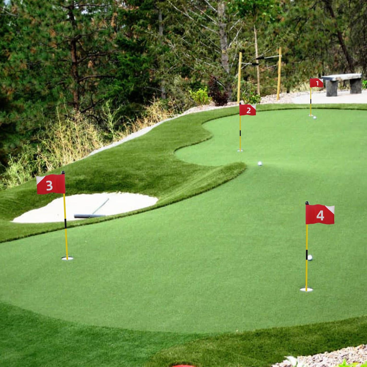Crestgolf Portable Backyard Practice Golf Hole Cup and Flag Stick of Fiberglass, Golf Putting Green Flagstick Golf Pin Flag Hole Cup Set(red,#1234)