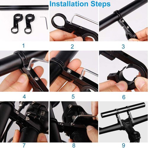 Bike Bicycle Double Handlebar Extender Extension,11.8"(30 cm) Aluminum alloy Super Long Bracket Accessories,For Bike Mounts,Extender Bars, Headlights,Light Lamp,Phone Mount,For 31.8mm/25.4mm caliber