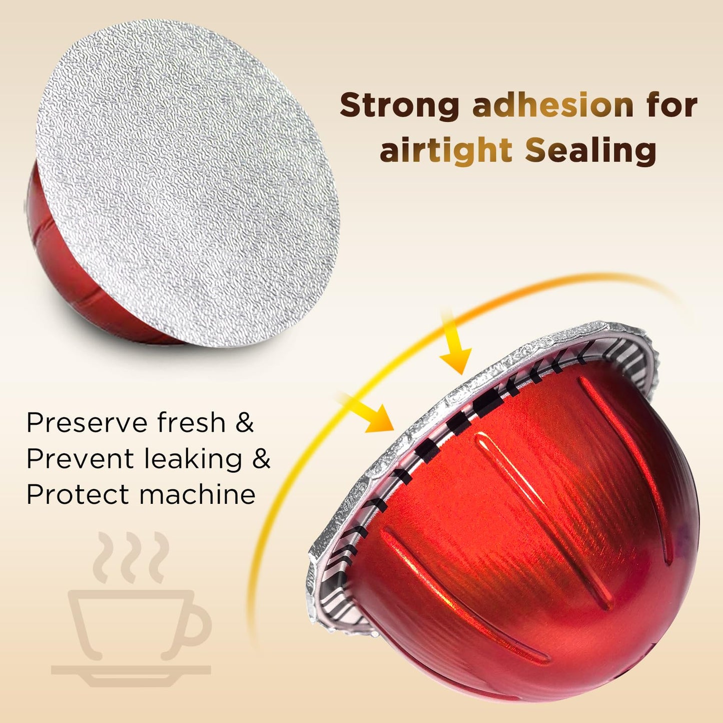 CAPMESSO Aluminum Foil Lids for Nespresso Vertuo Pods: 100 PCS Foil Seal Cover for Reusable Nespresso Pods Vertuo - V2 Perfect Size for nespresso refillable pods(Foil Lids Only)