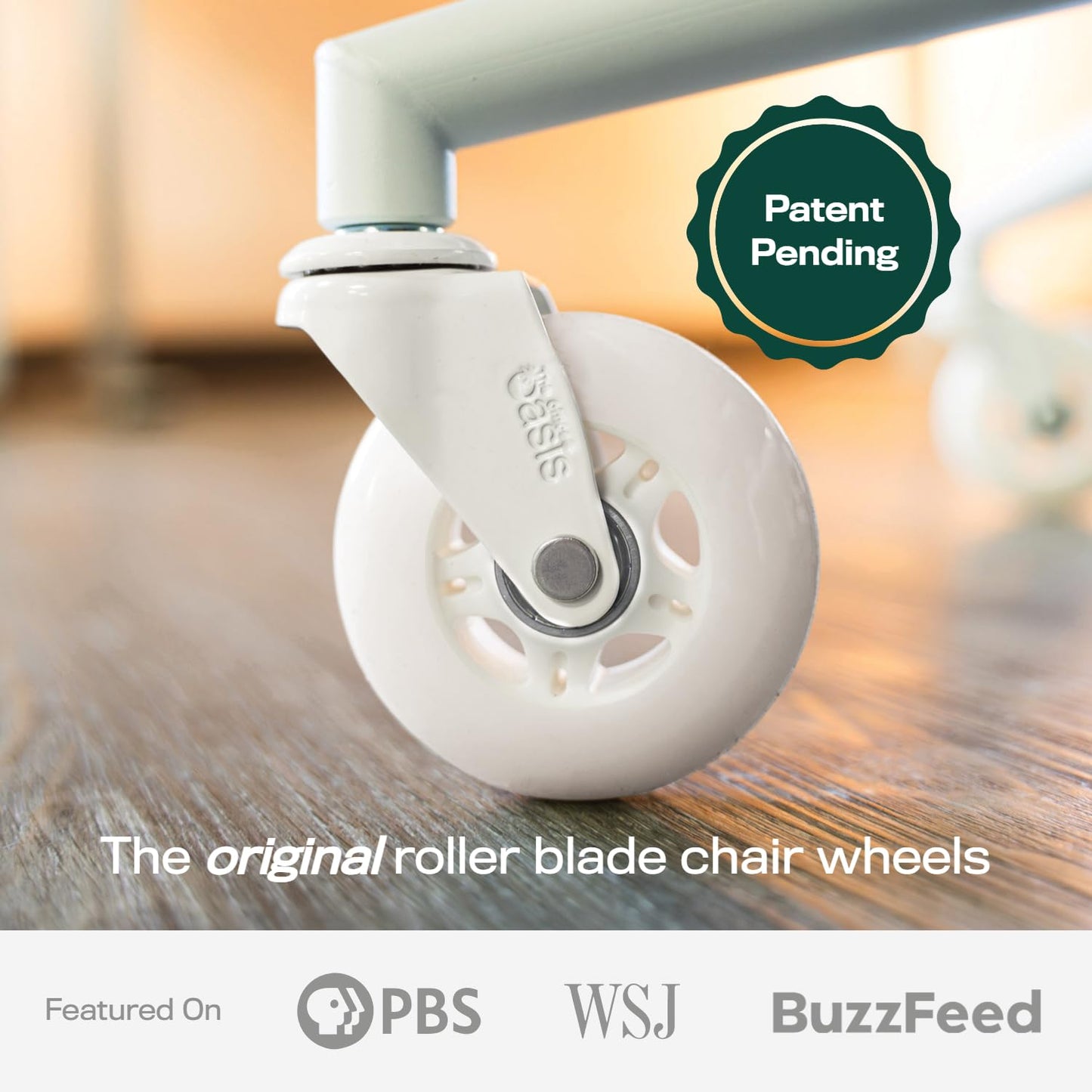 Original Rollerblade Office Chair Wheels - Smooth, Quiet Casters for Hardwood & Carpet - Easy Universal Fit - Set of 5