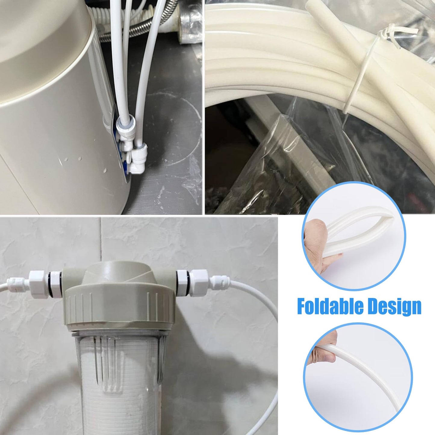 Water Line Kit, Lifevant 1/4” O.D. Water Tubing 32.8FT for R.O. System and ice Maker with 12-PCS Quick Connect and Tubing Cutter